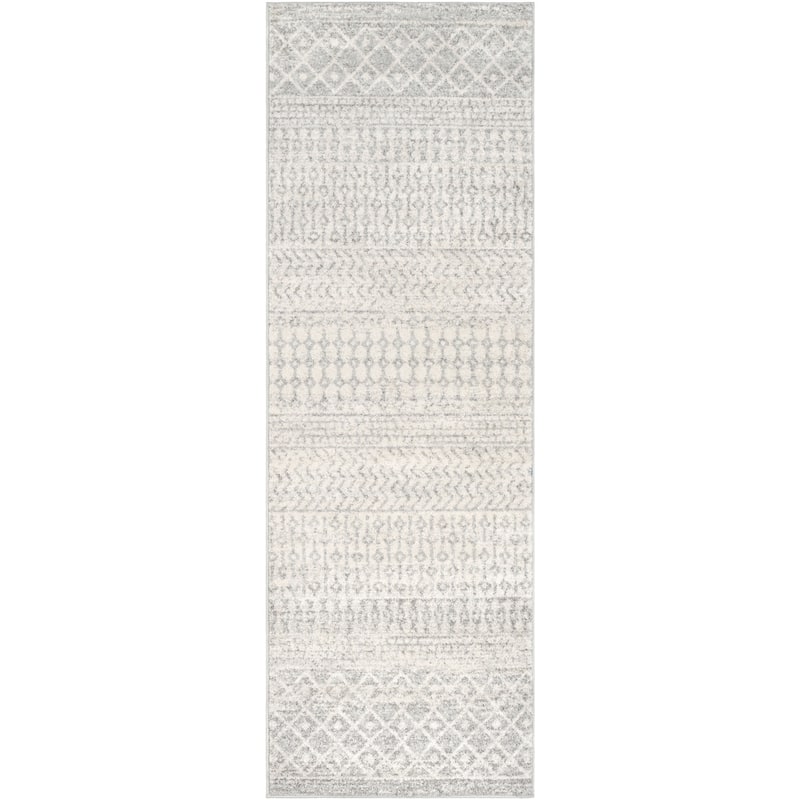 Livabliss Edie Bohemian Geometric Area Rug - 2'7" x 12' Runner - Grey - Runner/Rectangle