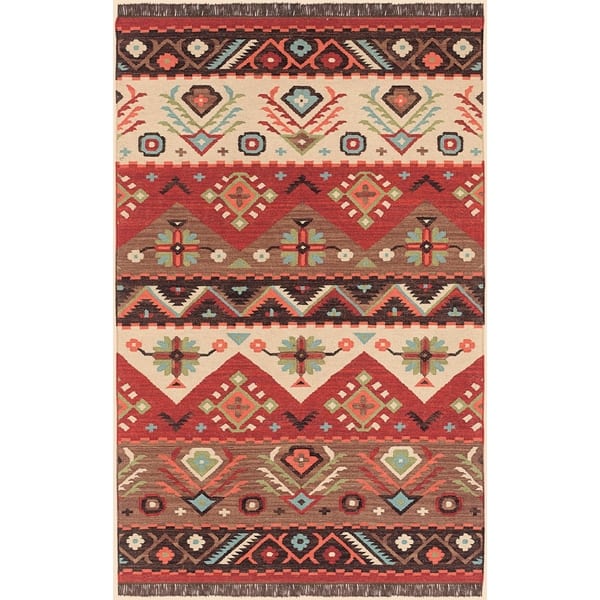 Hand Woven Southwestern Aztec Santa Fe Wool Flatweave Area Rug 6 X 9 On Sale Overstock 24045548
