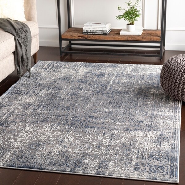 Ovidio Navy & Grey Traditional Area Rug - 6'7" x 9'6"