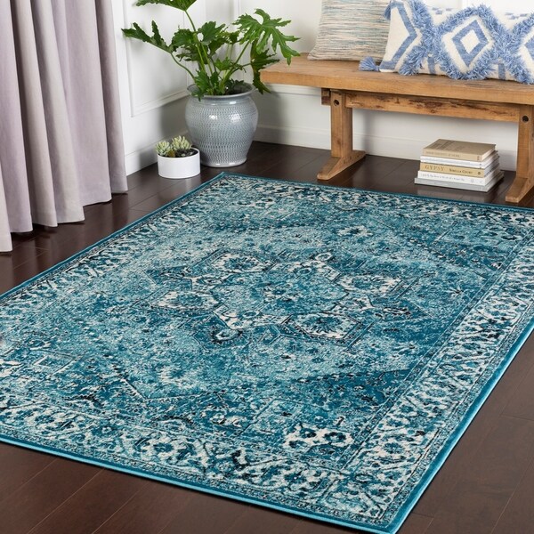 Farhana Aqua Traditional Area Rug - 5'3" x 7'3"