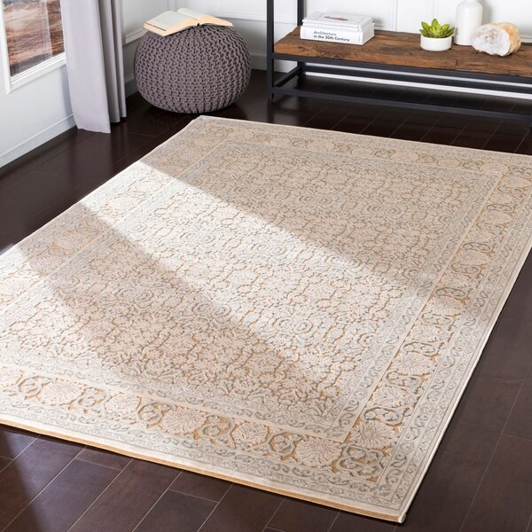 Emaline Khaki Chenille Traditional Area Rug - 5'2" x 7'3"