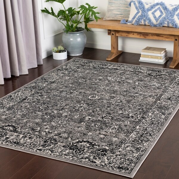 Piovene Medium Grey Traditional Area Rug - 5'3" x 7'3"