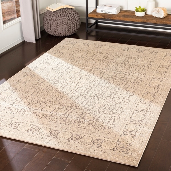 Emaline Grey Chenille Traditional Area Rug - 5'2" x 7'3"