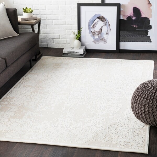 Emet Beige Chenille Vintage Area Rug - 5'2" x 7'3"