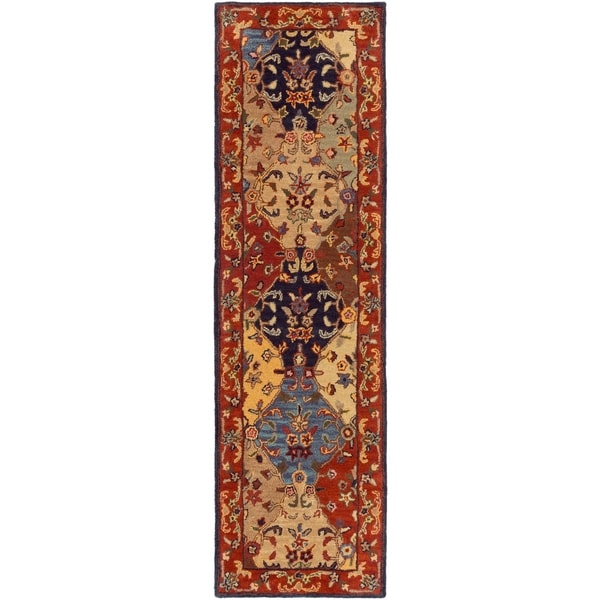 Hand-Tufted Mollie Traditional Border Runner - 2'3" x 14' Runner