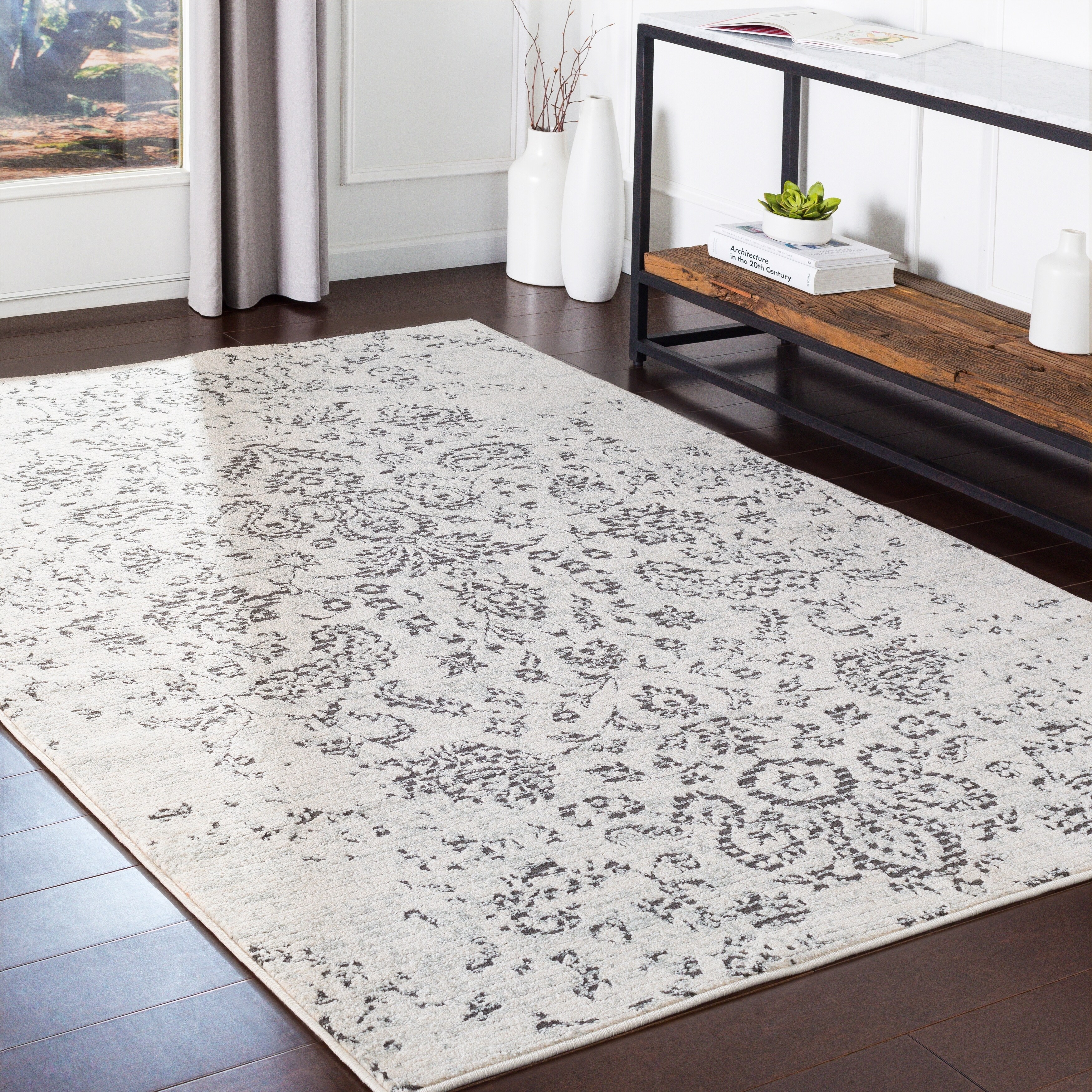 Estève Taupe Distressed Traditional Area Rug 5 3 X 7 Taupe Distressed Traditional Area Rug