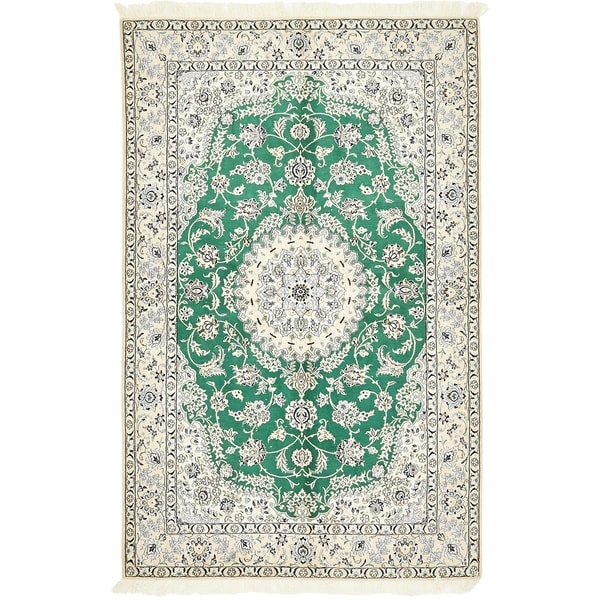 Hand Knotted Nain Silk & Wool Area Rug - 5' 1 x 8' 2