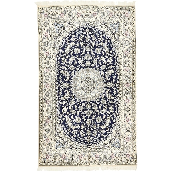 Hand Knotted Nain Silk & Wool Area Rug - 5' 1 x 8' 5