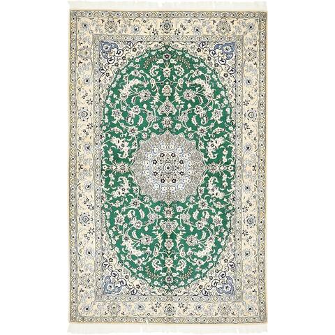 Hand Knotted Nain Silk & Wool Area Rug - 5' 2 x 8' 4