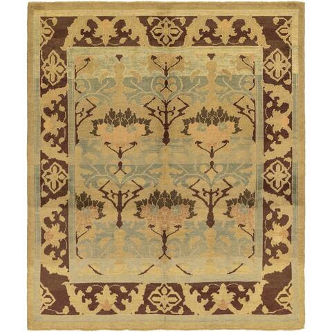 Hand Knotted Oushak Wool Area Rug - 9' 4 x 11'