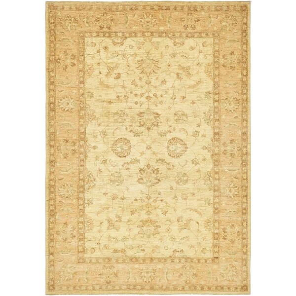 Hand Knotted Peshawar Ziegler Wool Area Rug - 6' 6 x 9' 6