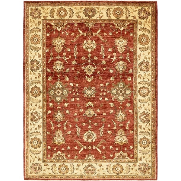 Hand Knotted Peshawar Ziegler Wool Area Rug - 5' 10 x 7' 10