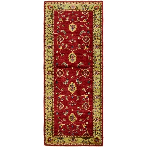 Hand Knotted Peshawar Ziegler Wool Runner Rug - 2' 5 x 6' 5