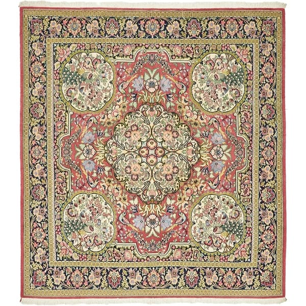 Hand Knotted Qom Kork Wool Square Rug 6 5 X 7 On Sale Overstock 24048570