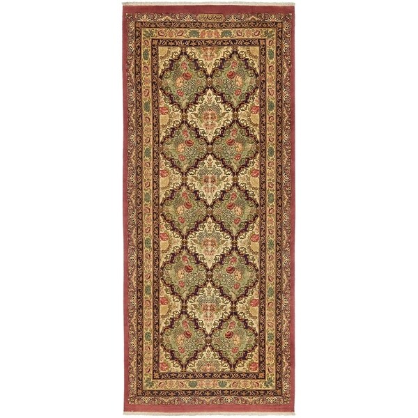 Shop Hand Knotted Qom Silk & Wool Runner Rug 3' 3 x 7' 8 Overstock