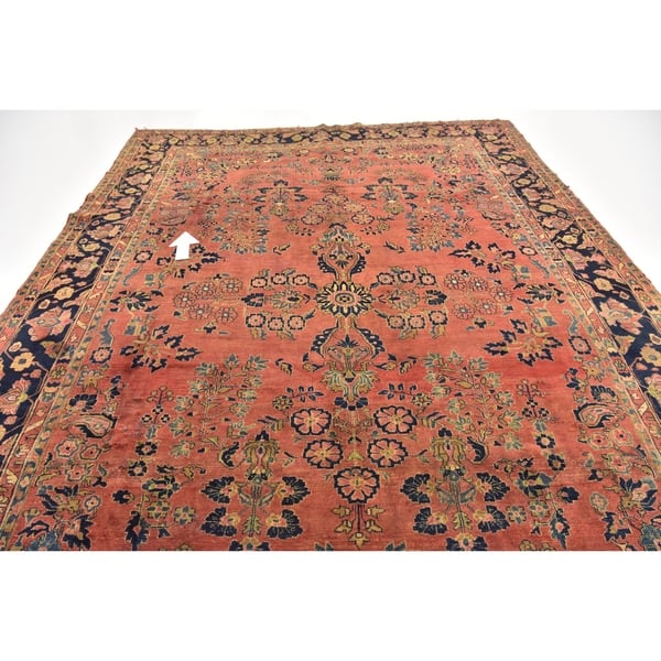 Hand Knotted Sarough Antique Wool Area Rug 8 10 X 12 On Sale Overstock 24049632