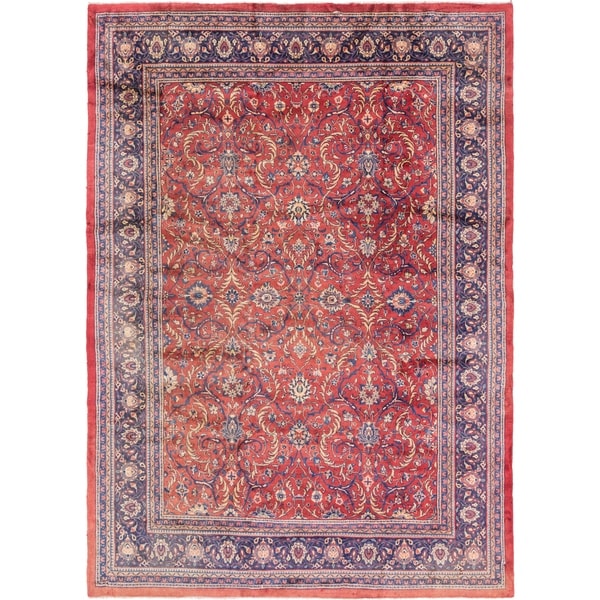Hand Knotted Sarough Semi Antique Wool Area Rug - 10' 7 x 14' 7