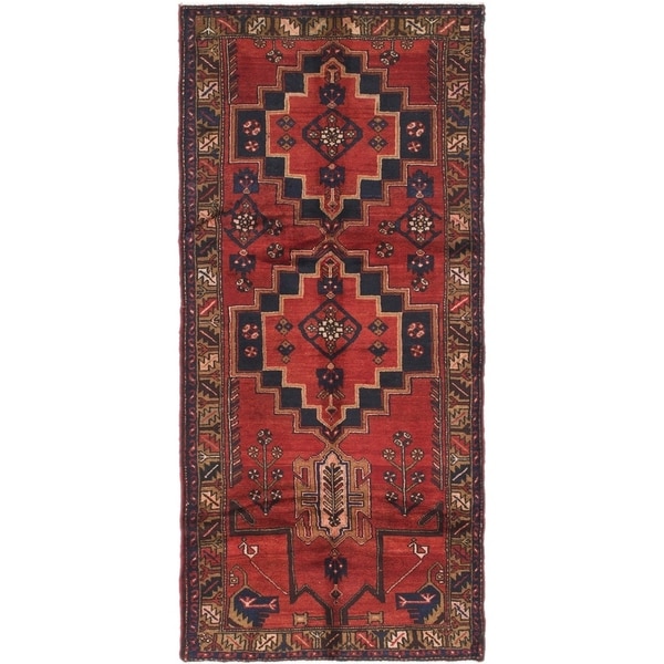 Hand Knotted Saveh Semi Antique Wool Runner Rug - 3' 5 x 7' 6