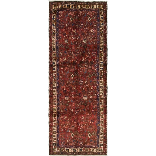 Hand Knotted Roodbar Semi Antique Wool Runner Rug - 3' 10 x 9' 10