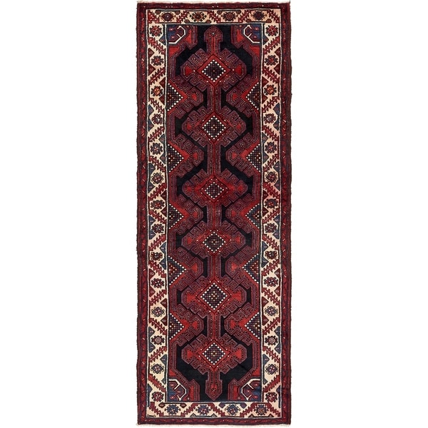 Hand Knotted Shahsavand Semi Antique Wool Runner Rug - 3' 6 x 9' 10