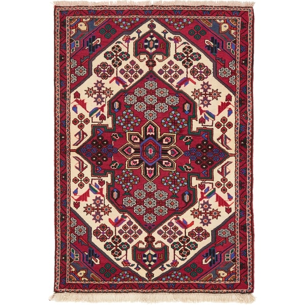 Hand Knotted Saveh Wool Area Rug - 3' 4 x 4' 11
