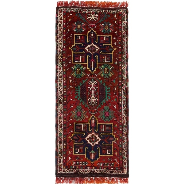 Hand Knotted Shiraz Wool Runner Rug - 3' x 7' 6
