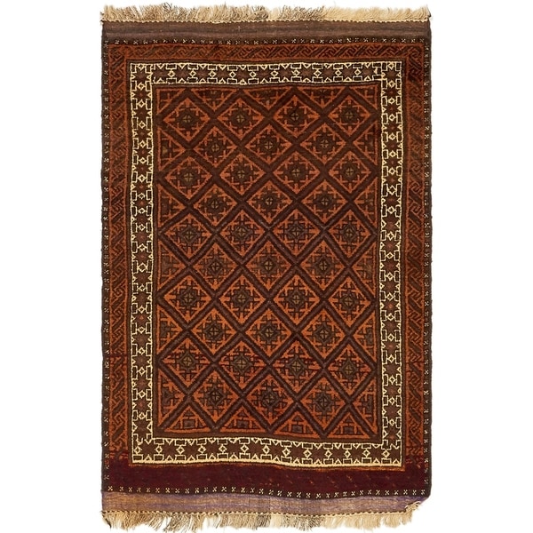 Hand Knotted Shiraz Wool Area Rug - 3' 9 x 5' 8