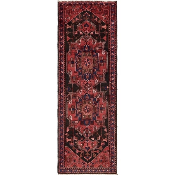 Hand Knotted Saveh Semi Antique Wool Runner Rug - 3' 3 x 9' 8