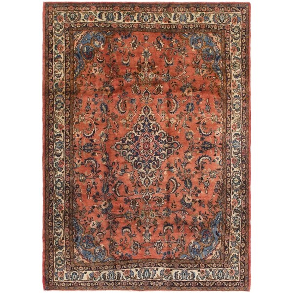 Hand Knotted Shahrbaft Semi Antique Wool Area Rug - 6' 8 x 9' 3