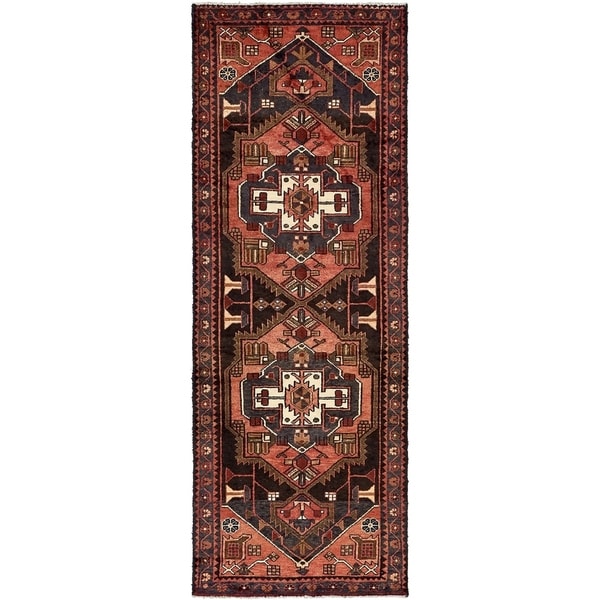 Hand Knotted Saveh Semi Antique Wool Runner Rug - 3' 3 x 8' 11