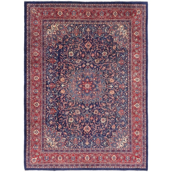 Hand Knotted Sarough Semi Antique Wool Area Rug - 9' 8 x 13' 2