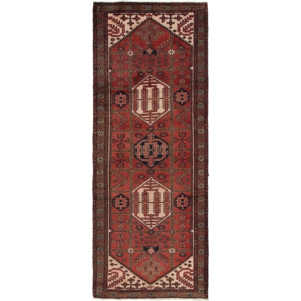 Hand Knotted Saveh Semi Antique Wool Runner Rug - 3' 6 x 9' 5