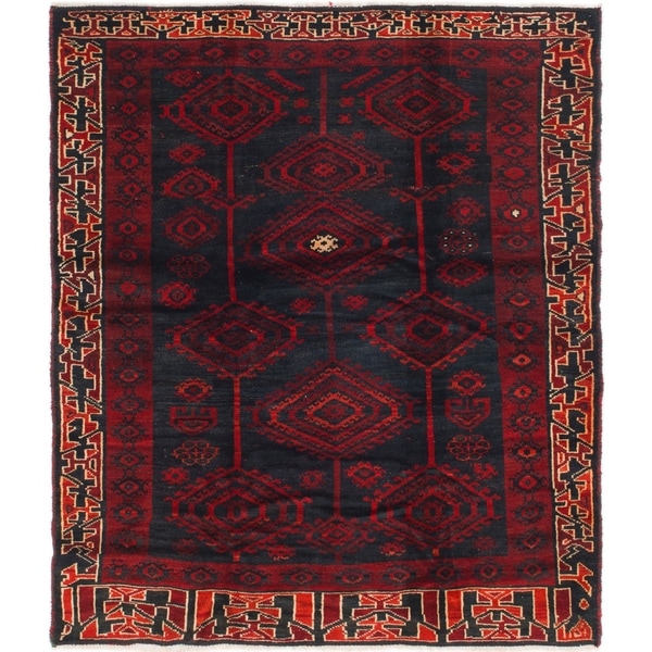 Hand Knotted Shiraz Semi Antique Wool Square Rug - 5' 8 x 6' 4