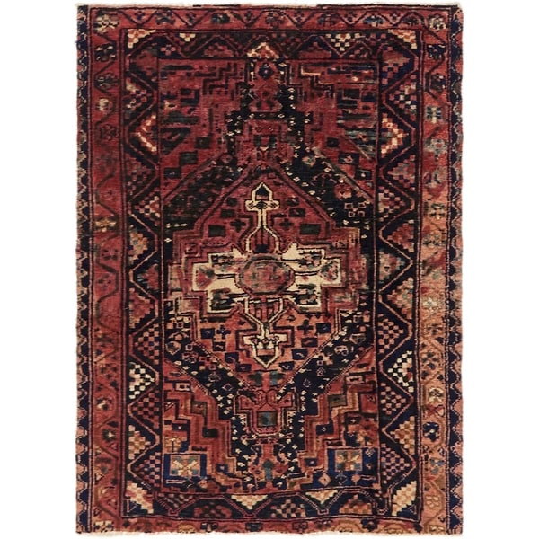 Hand Knotted Shiraz Semi Antique Wool Area Rug - 4' 2 x 5' 8