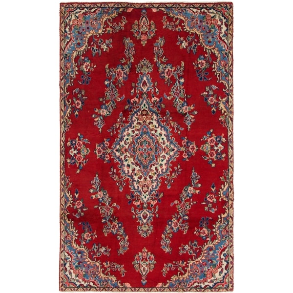 Hand Knotted Shahrbaft Semi Antique Wool Area Rug - 5' 2 x 8' 7