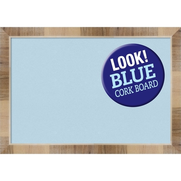 Framed Blue Cork Board, Natural White Wash