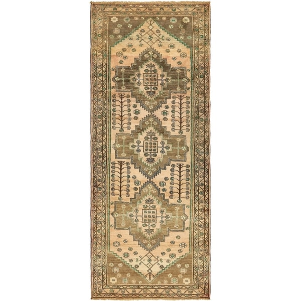 Hand Knotted Shahsavand Antique Wool Runner Rug - 3' 9 x 9' 5