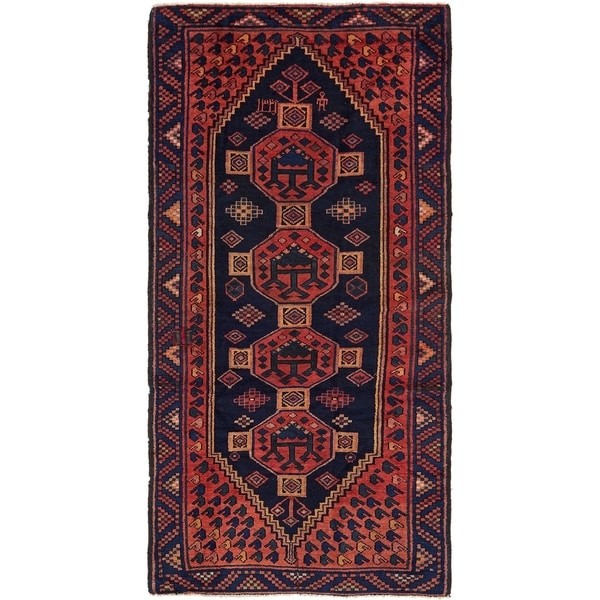Hand Knotted Shiraz Semi Antique Wool Runner Rug - 3' 5 x 9' 5