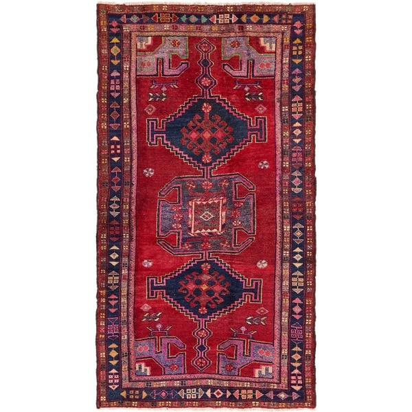 Hand Knotted Shiraz Semi Antique Wool Runner Rug - 4' x 7' 8