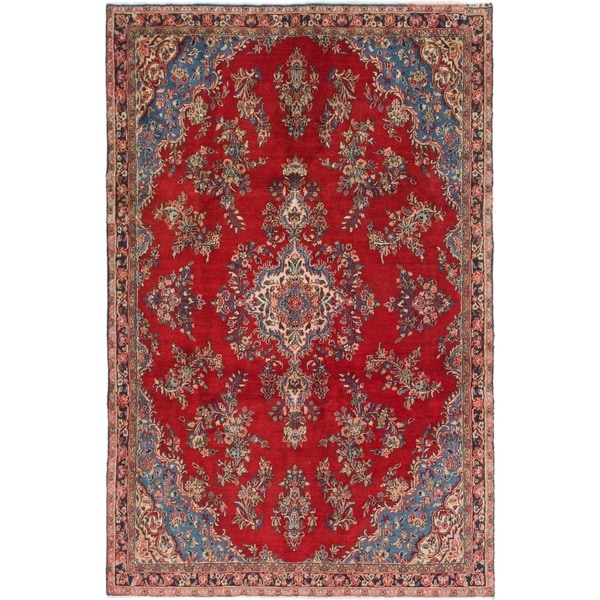 Hand Knotted Shahrbaft Semi Antique Wool Area Rug - 6' x 9' 5
