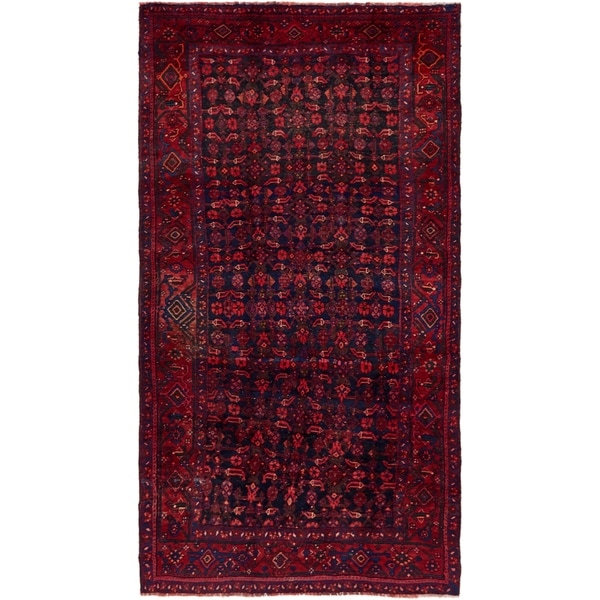 Hand Knotted Shiraz Semi Antique Wool Area Rug - 5' 5 x 10'