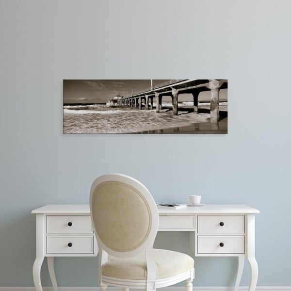 Easy Art Prints Panoramic Images's 'Low angle view of a pier, Manhattan Beach Pier, Los Angeles California' Premium Canvas Art