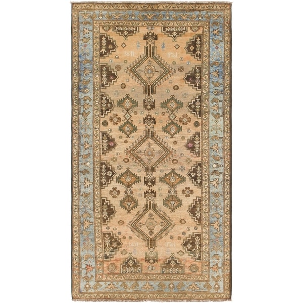 Hand Knotted Shiraz Antique Wool Runner Rug - 5' x 9' 5