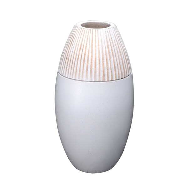 Villacera Handmade Round Vase Mango Wood Oval Shape