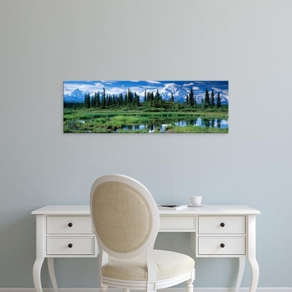 Easy Art Prints Panoramic Images's 'Reflection of trees, Mt McKinley, Denali National Park, Alaska' Premium Canvas Art