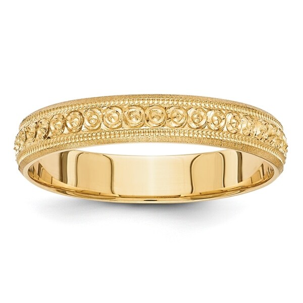 Shop Versil 14 Karat Yellow Gold 3mm Design Etched Wedding ...