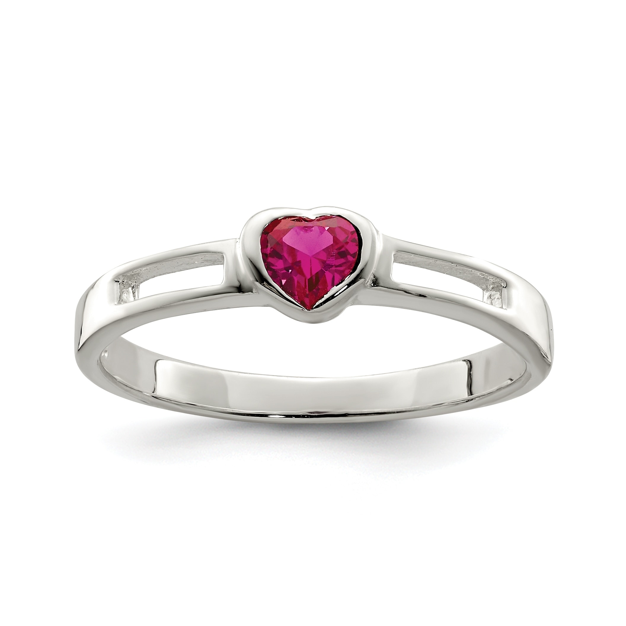 Sterling Silver Polished Red Cubic Zirconia Heart Ring by Versil