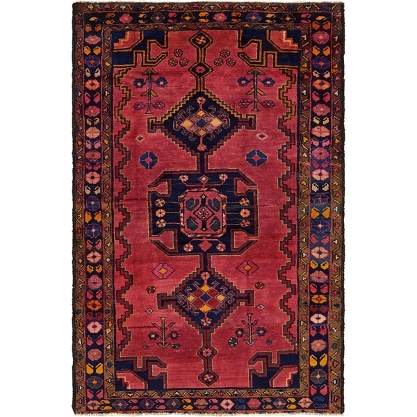 Hand Knotted Shiraz Semi Antique Wool Area Rug - 4' 4 x 6' 10
