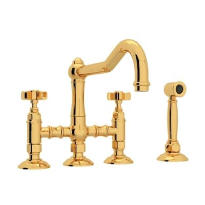 Rohl Italian Kitchen Acqui Bridge Faucet with Double-Cross Handle