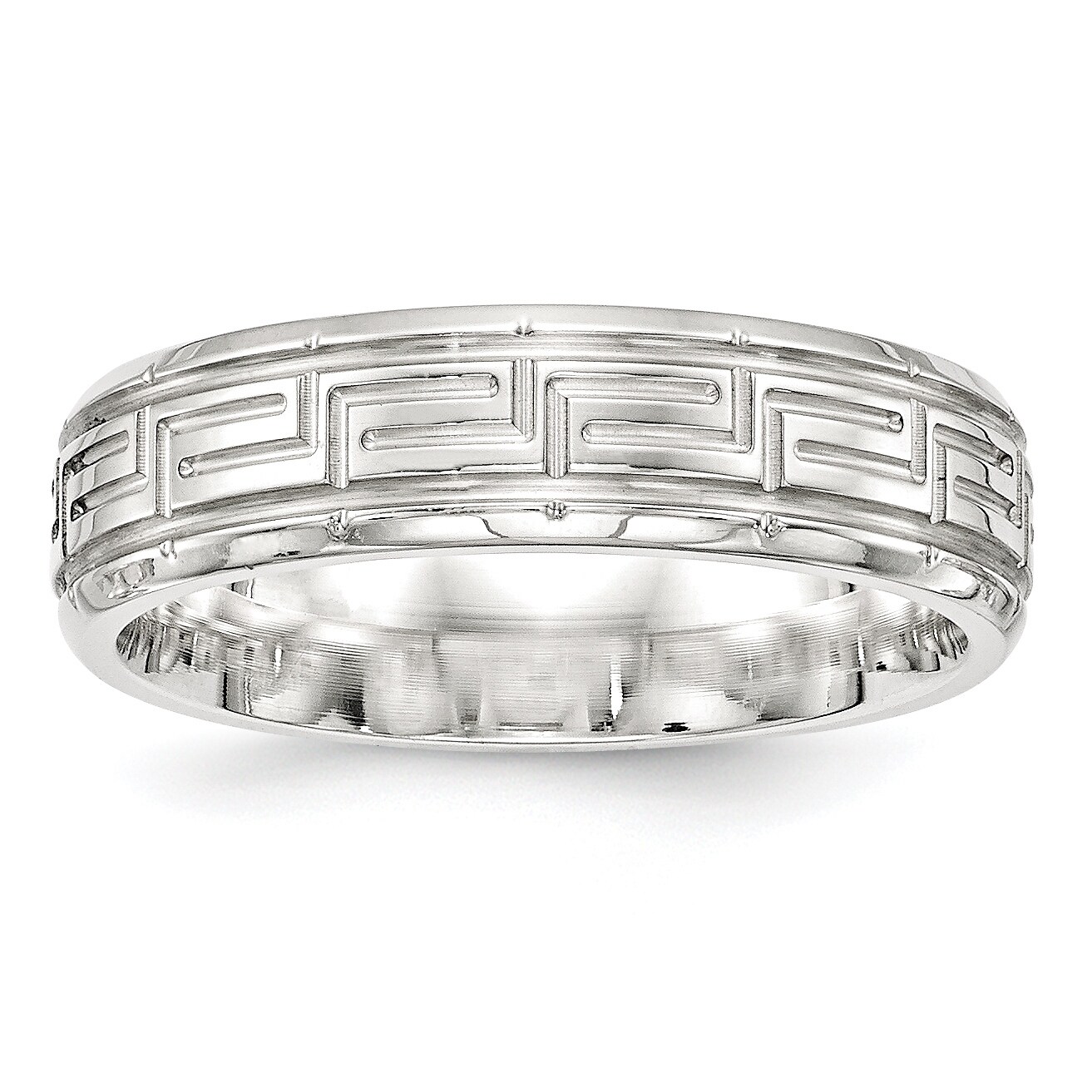 925 Sterling Silver 6mm Polished Fancy Band Size 8.5 Size-8.5